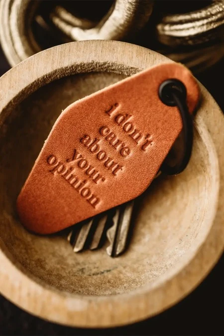 Misfit I Don’t Care Leather Motel Keychain 4 Misfit I Don’t Care Leather Motel Keychain - Image 2