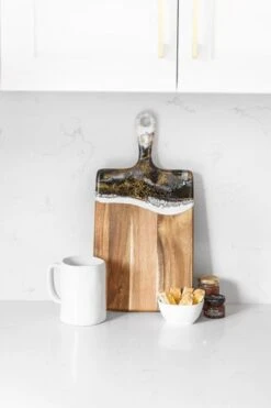 Lynn & Liana Medium Acacia Cheese Board In Onyx