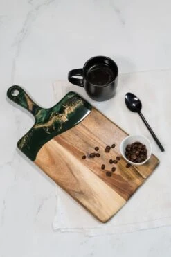 Lynn & Liana Medium Acacia Cheese Board In Jade