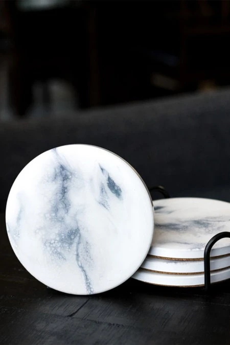 Lynn & Liana Ceramic Resin Coaster In Marble 3 Lynn & Liana Ceramic Resin Coaster In Marble