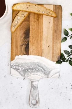 Lynn & Liana Large Acacia Cheese Board In Marble