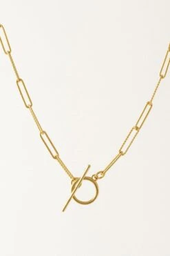 Lover’s Tempo Dainty Paperclip Toggle Necklace In Gold