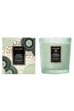 Voluspa Classic Candle In White Cypress