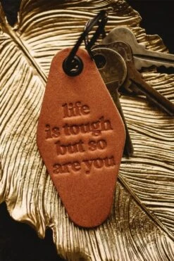 Misfit Life Is Tough Leather Motel Keychain
