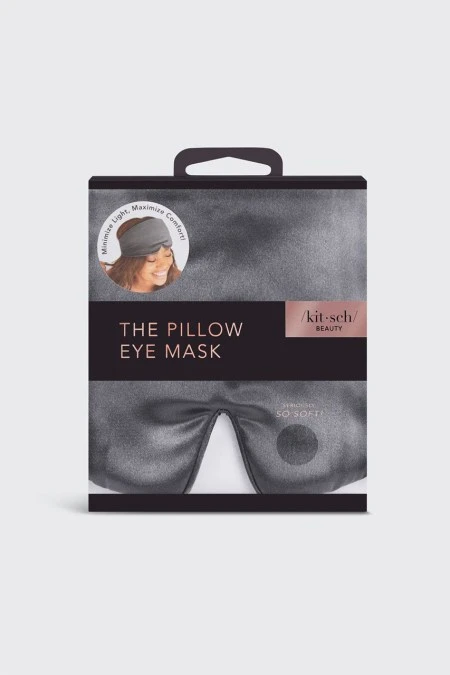 Kitsch Satin Pillow Eye Mask In Charcoal 3 Kitsch Satin Pillow Eye Mask In Charcoal