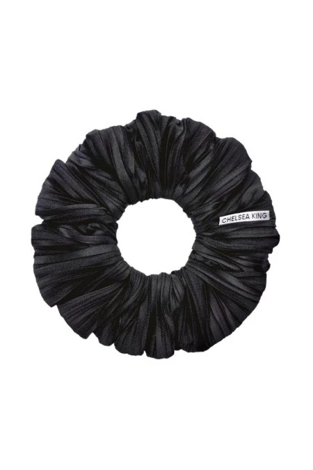 Chelsea King Plisse Scrunchie In Black 4 Chelsea King Plisse Scrunchie In Black - Image 2
