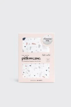 Kitsch Satin Pillow Case In White Terrazzo