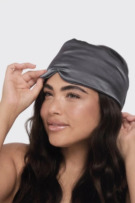 Kitsch Satin Pillow Eye Mask In Charcoal 5 Kitsch Satin Pillow Eye Mask In Charcoal - Image 3