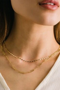 Lover’s Tempo Arlo Paperclip Layered Necklace In Gold