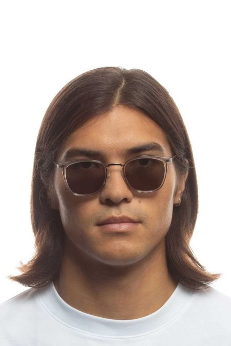 Le Specs Racketeer Sunnies In Vintage Clear + Green 3 Le Specs Racketeer Sunnies In Vintage Clear + Green