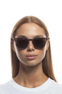Le Specs Huzzah Sunnies In Matte Tortoise + Smoke