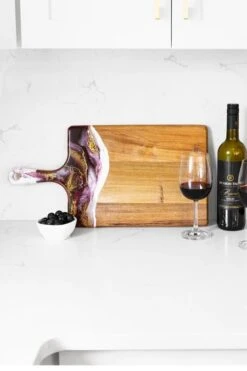 Lynn & Liana Large Acacia Cheese Board In Merlot
